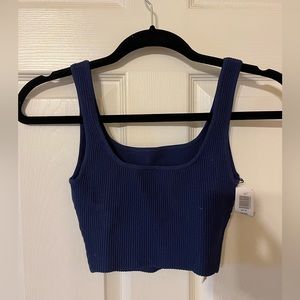Blue Women’s Sculpt Knit Squareneck Cropped Tank by Babaton